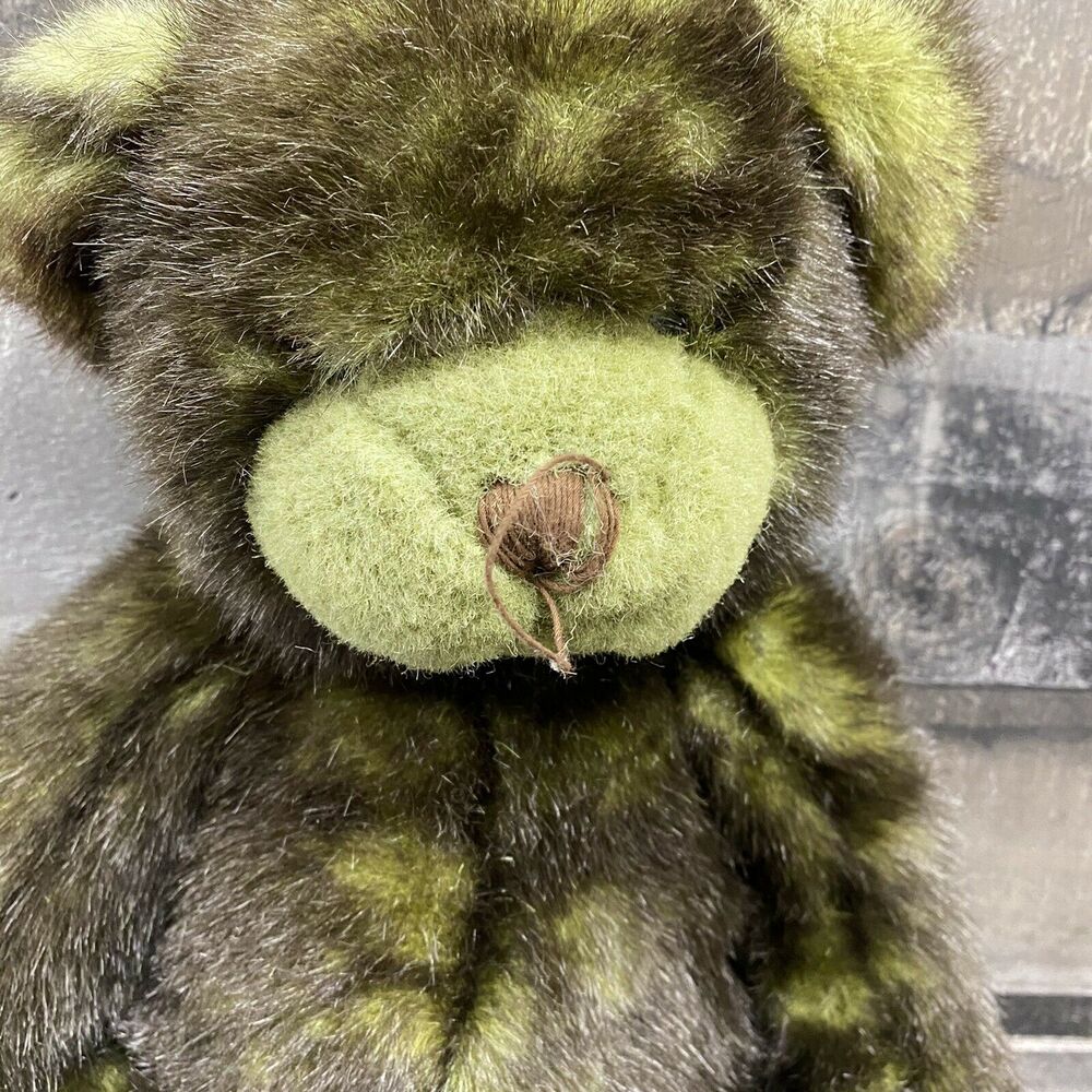 Pottery Barn Sitting Yarn Nose Teddy Bear Green Plush Stuffed Animal - Picture 2 of 8